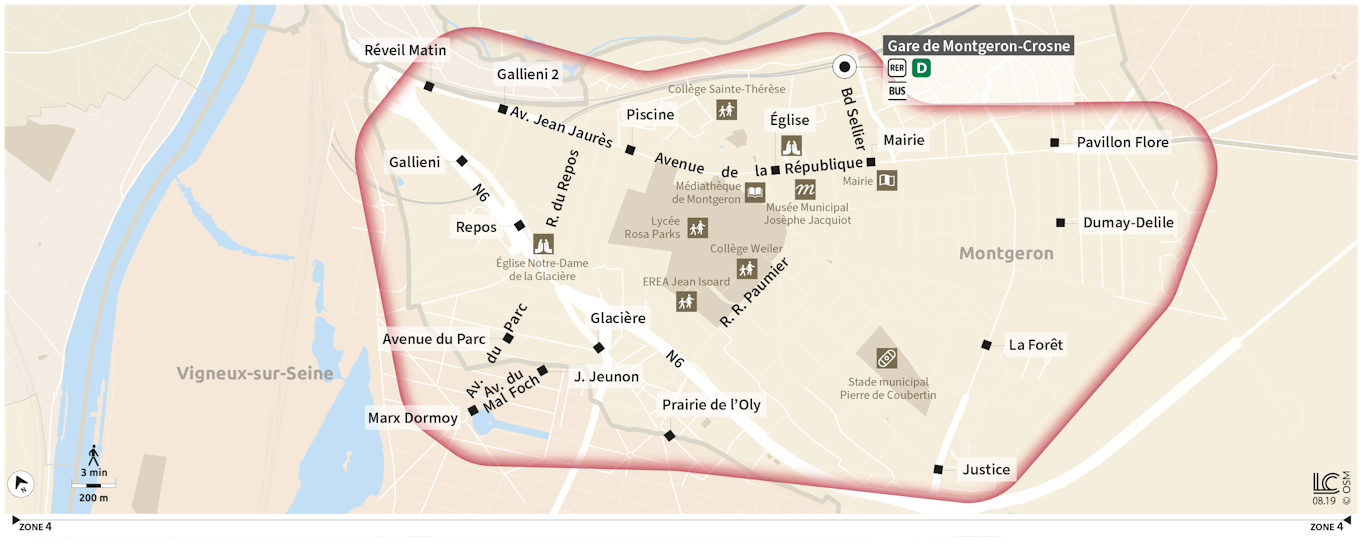 Montgeron Evening Bus Map