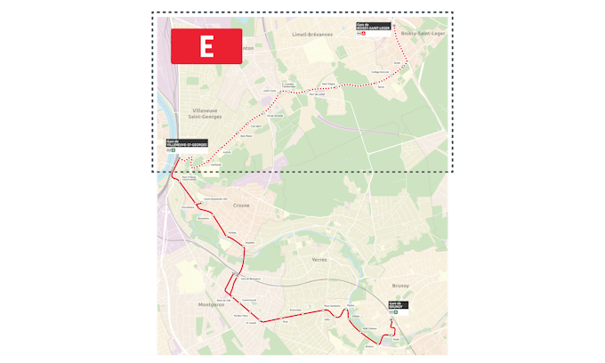 Extension of the Bus E line to Boissy-Saint-Léger, RER A.