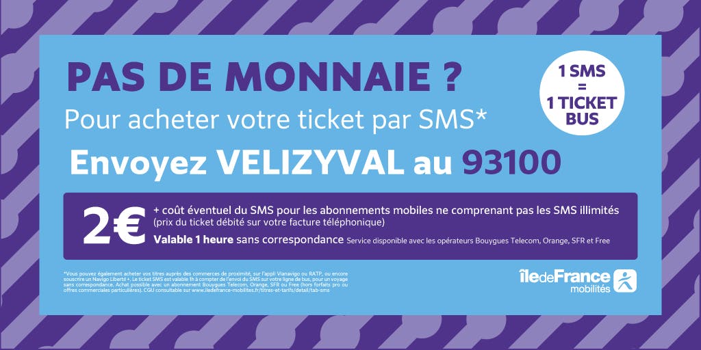 Votre nouveau code Ticket SMS sur le territoire de Vélizy Vallées ! ÎledeFrance Mobilités