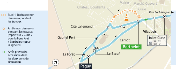 Détail de la déviation de la ligne N