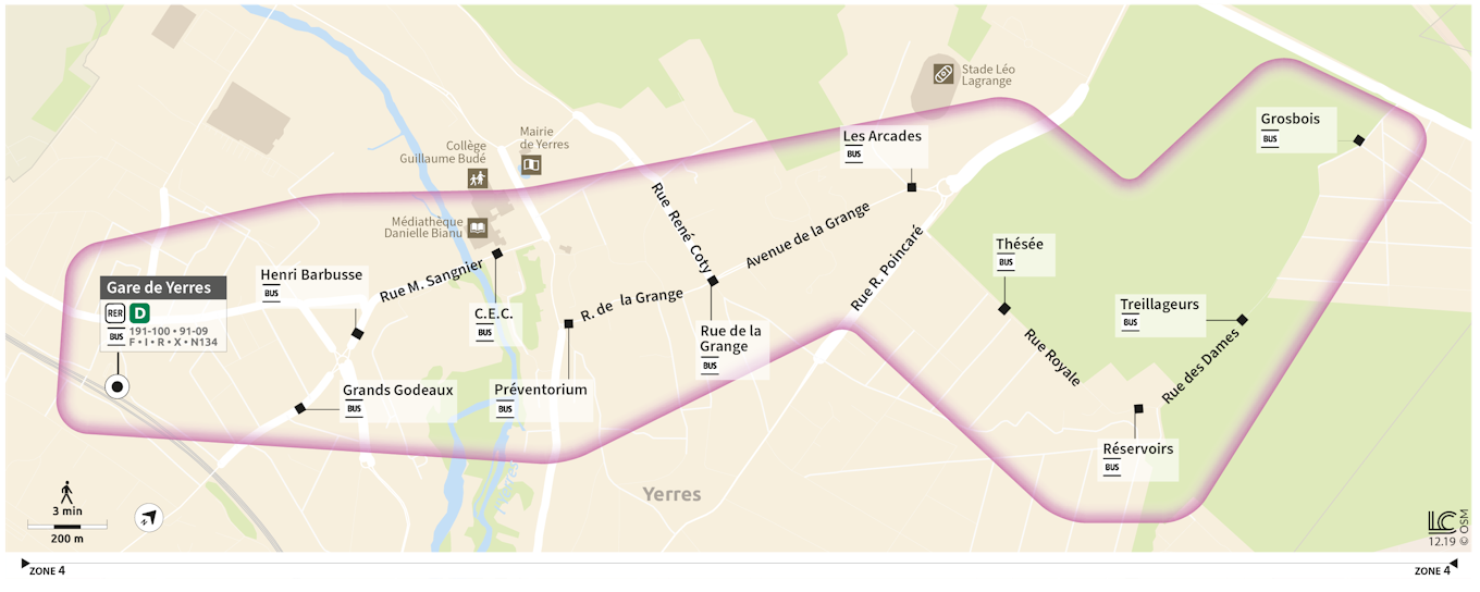 Evening Bus Map Yerres Nord