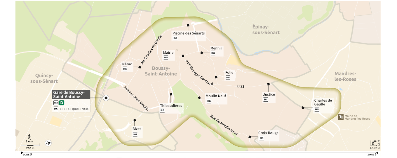 Boussy-Saint-Antoine Evening Bus Map