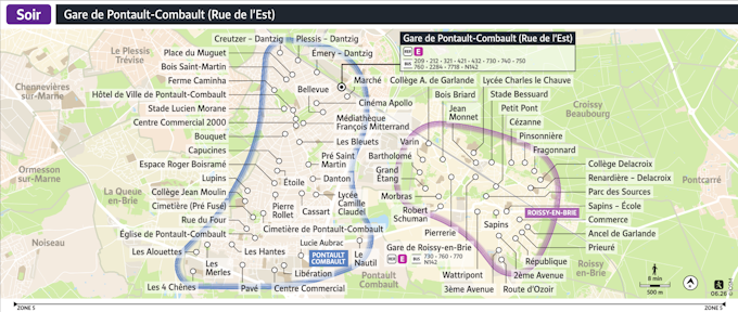 Plan détaillé du Bus Soir gare d’Émerainville – Pontault-Combault