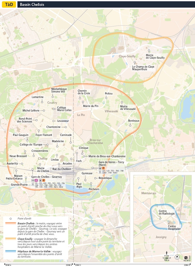 Plan détaillé du Transport à la Demande du Bassin Chellois