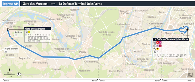 Nouveau schéma de votre ligne A14 Les Mureaux - La Défense