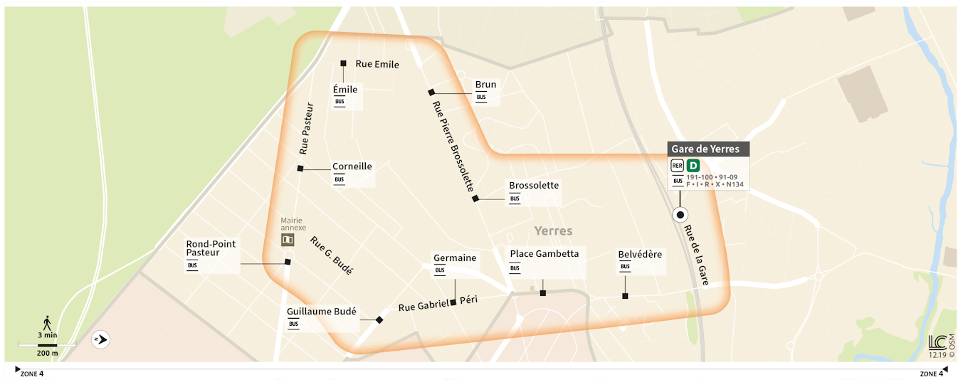 Evening Bus Map Yerres South