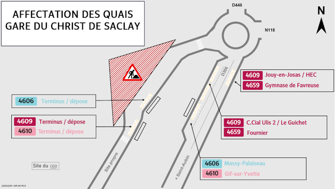 Lage der Haltestellen - Christ de Saclay