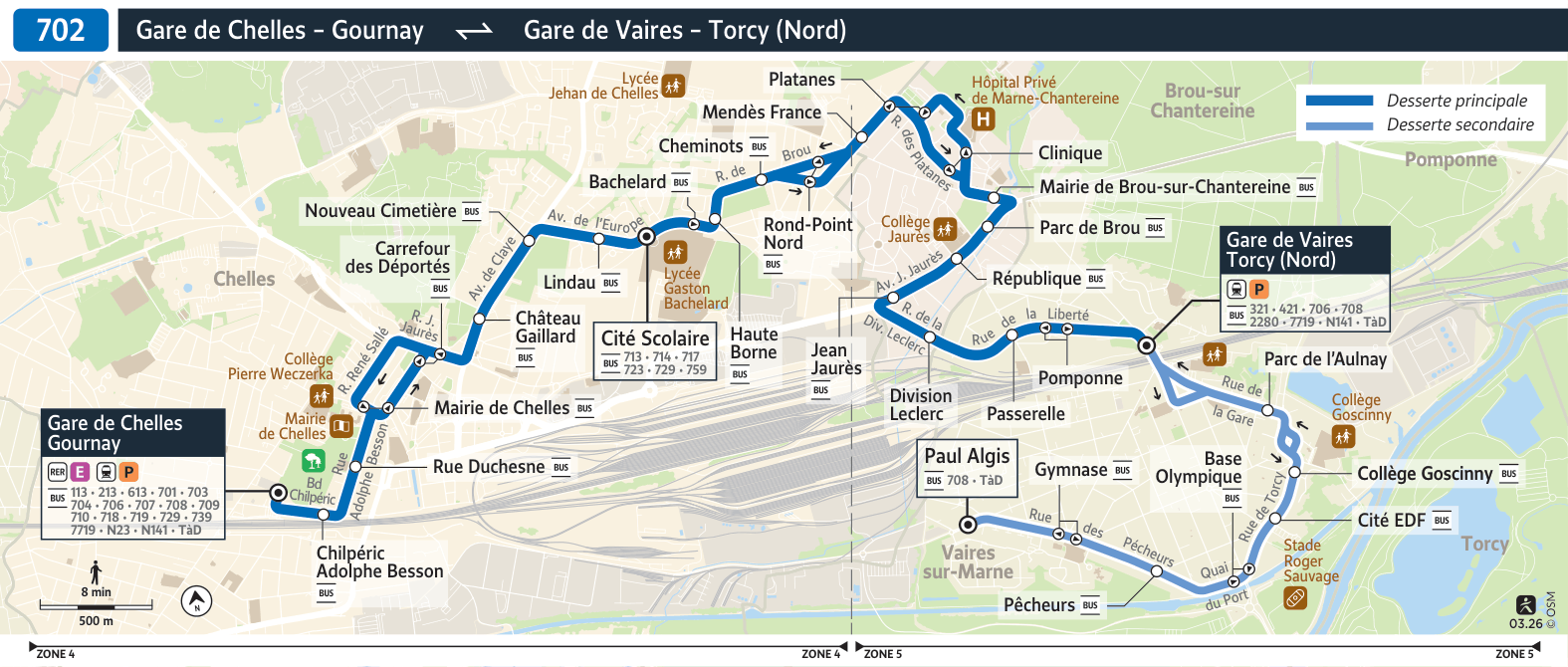 Plan de la ligne 702
