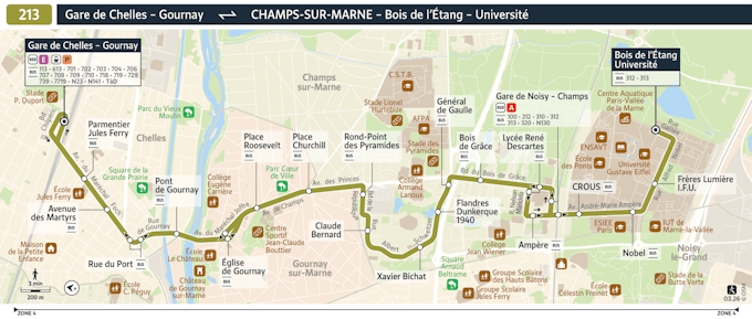 Plan de la ligne 213