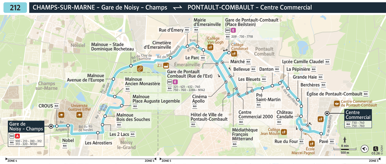 Plan de la ligne 212