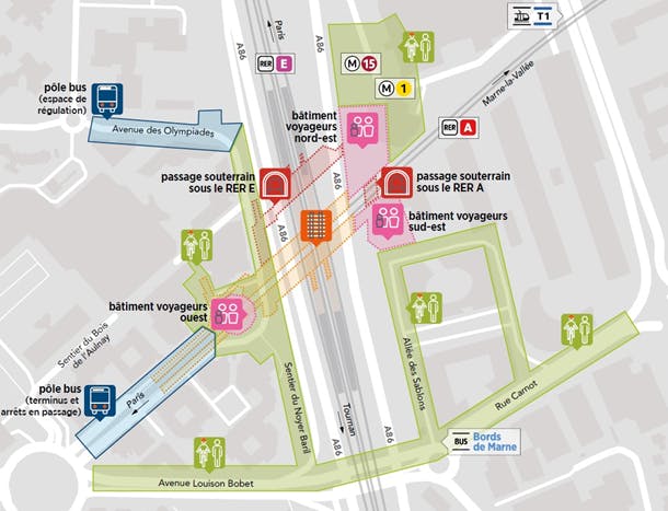 Carte du projet de réaménagement du pôle-gare de Val de Fontena