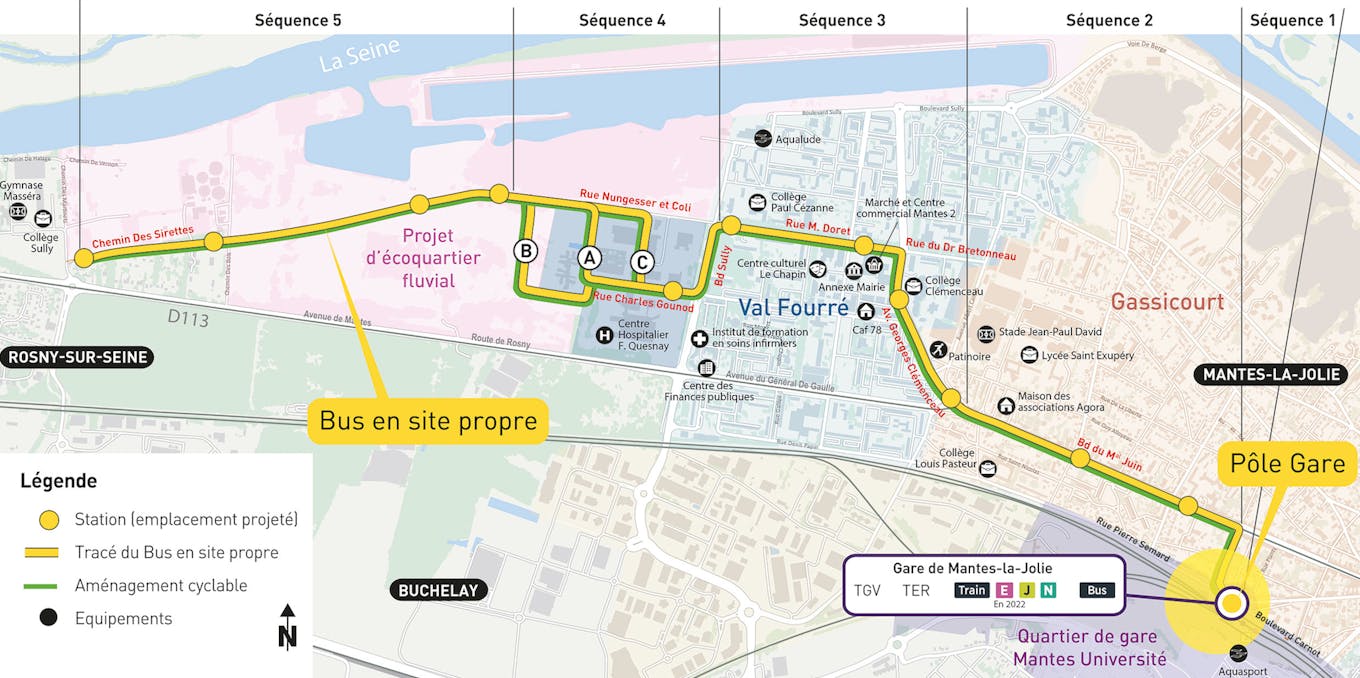 Plan du projet Réaménagement du pôle-gare Mantes