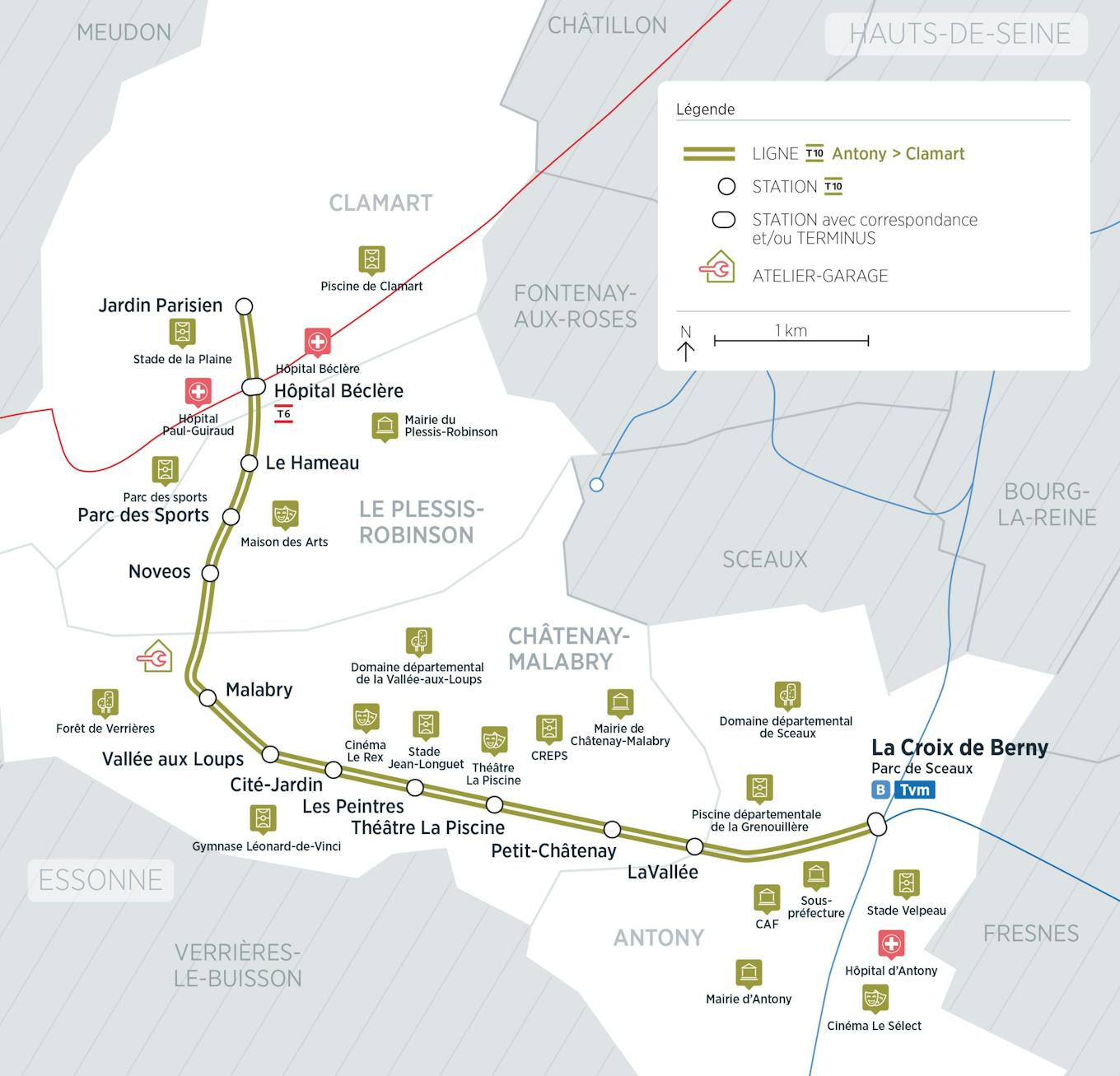 Plan du projet Tram ligne T10 Nouvelle ligne Antony - Clamart