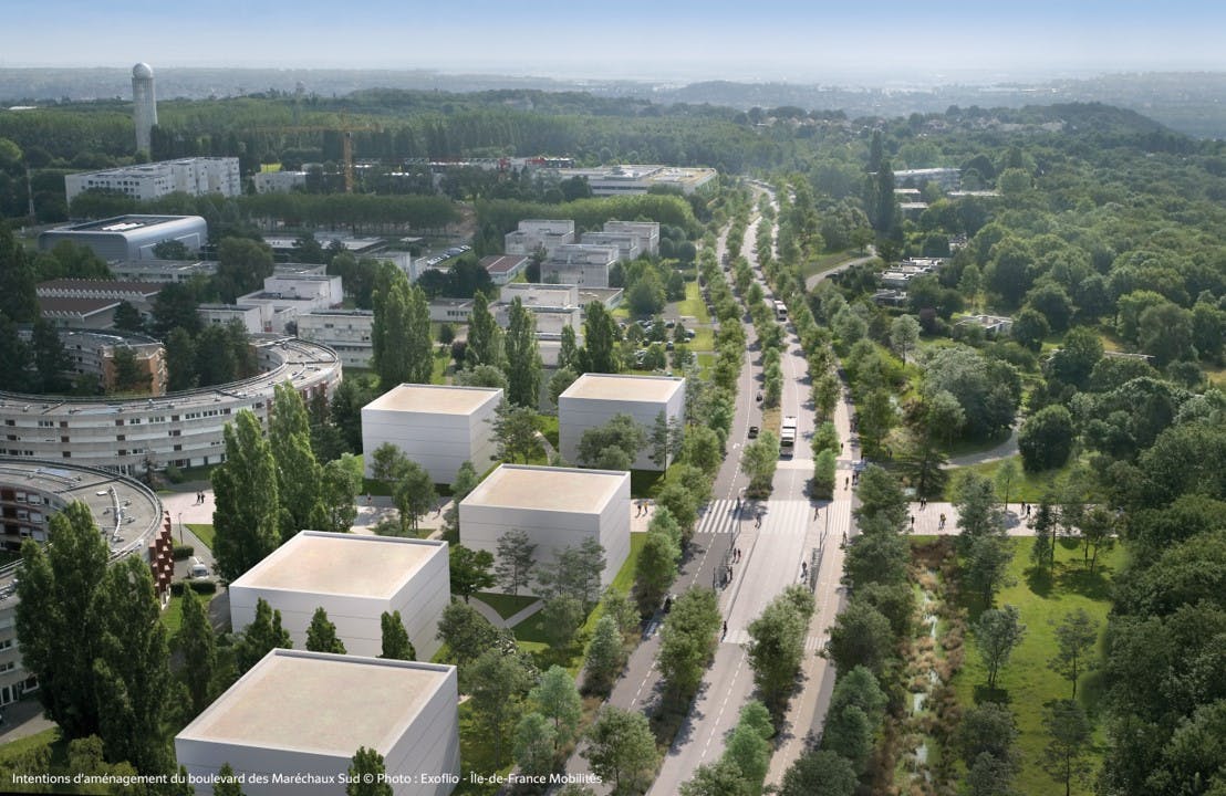 Perspectiva das intenções de desenvolvimento do Boulevard des Maréchaux Sud - Inserção lateral externa