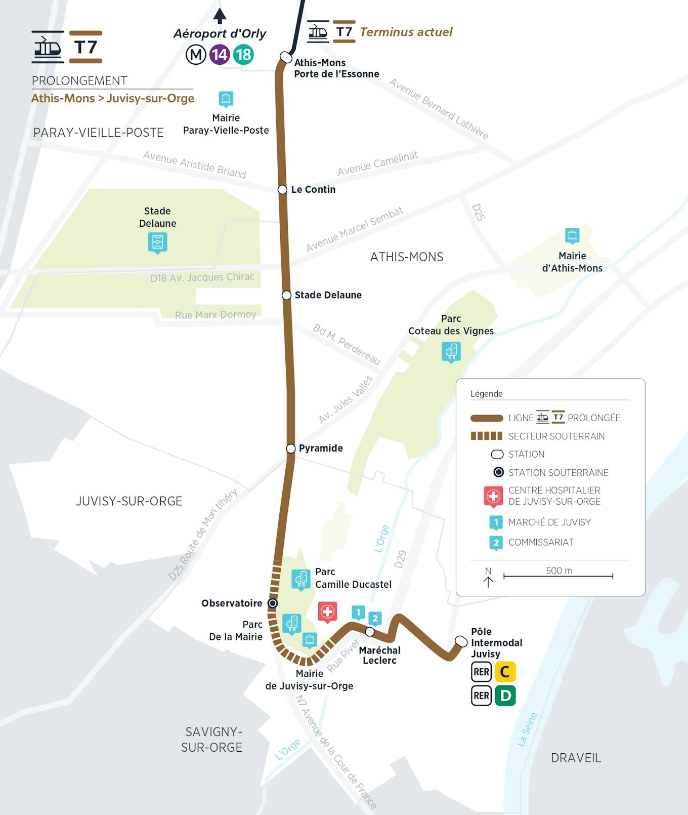 Plan du projet Tram Prolongement Athis-Mons > Juvisy-sur-Orge