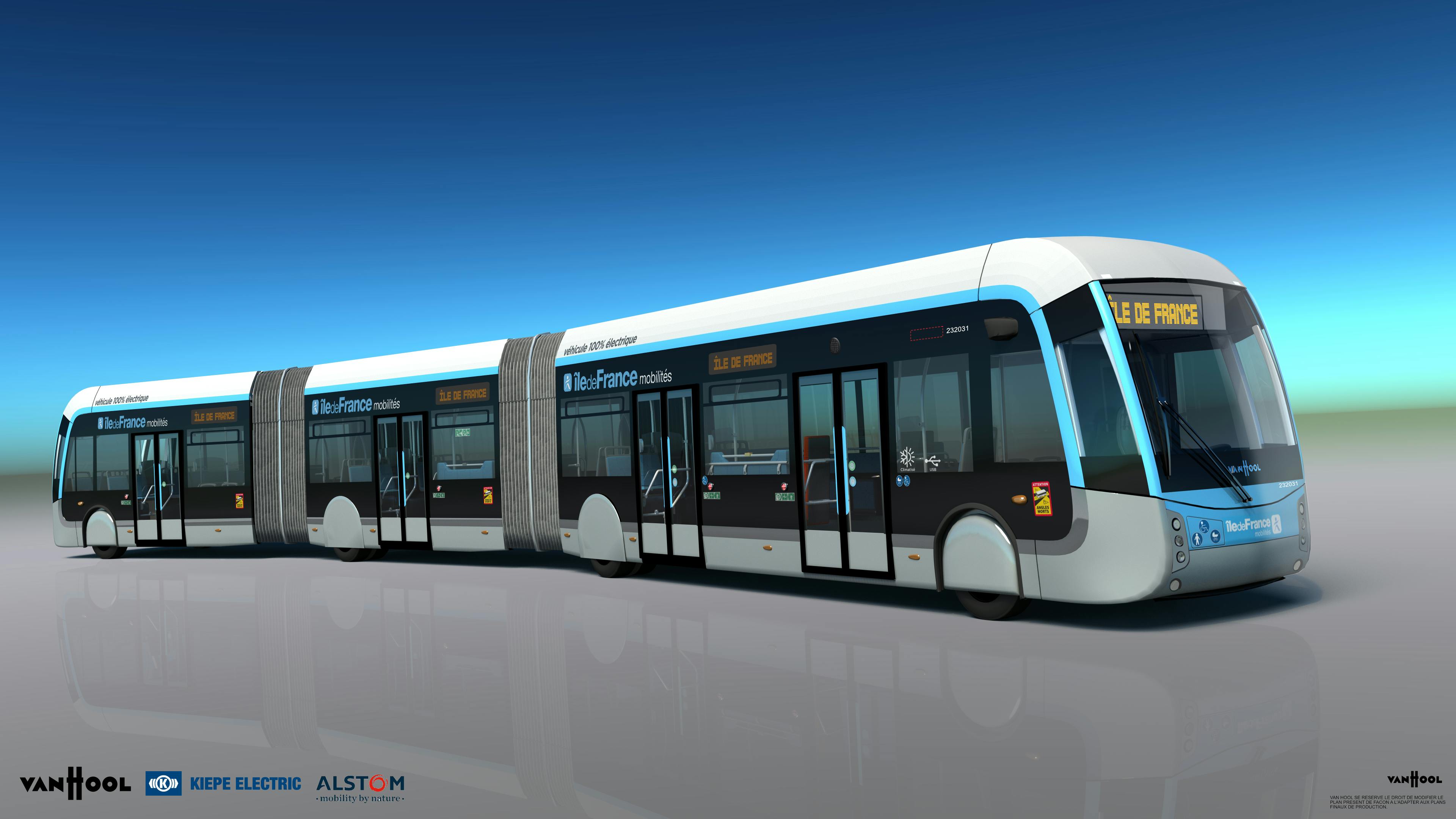 Visual de un autobús biarticulado para las líneas 4 y 5 de TZEN