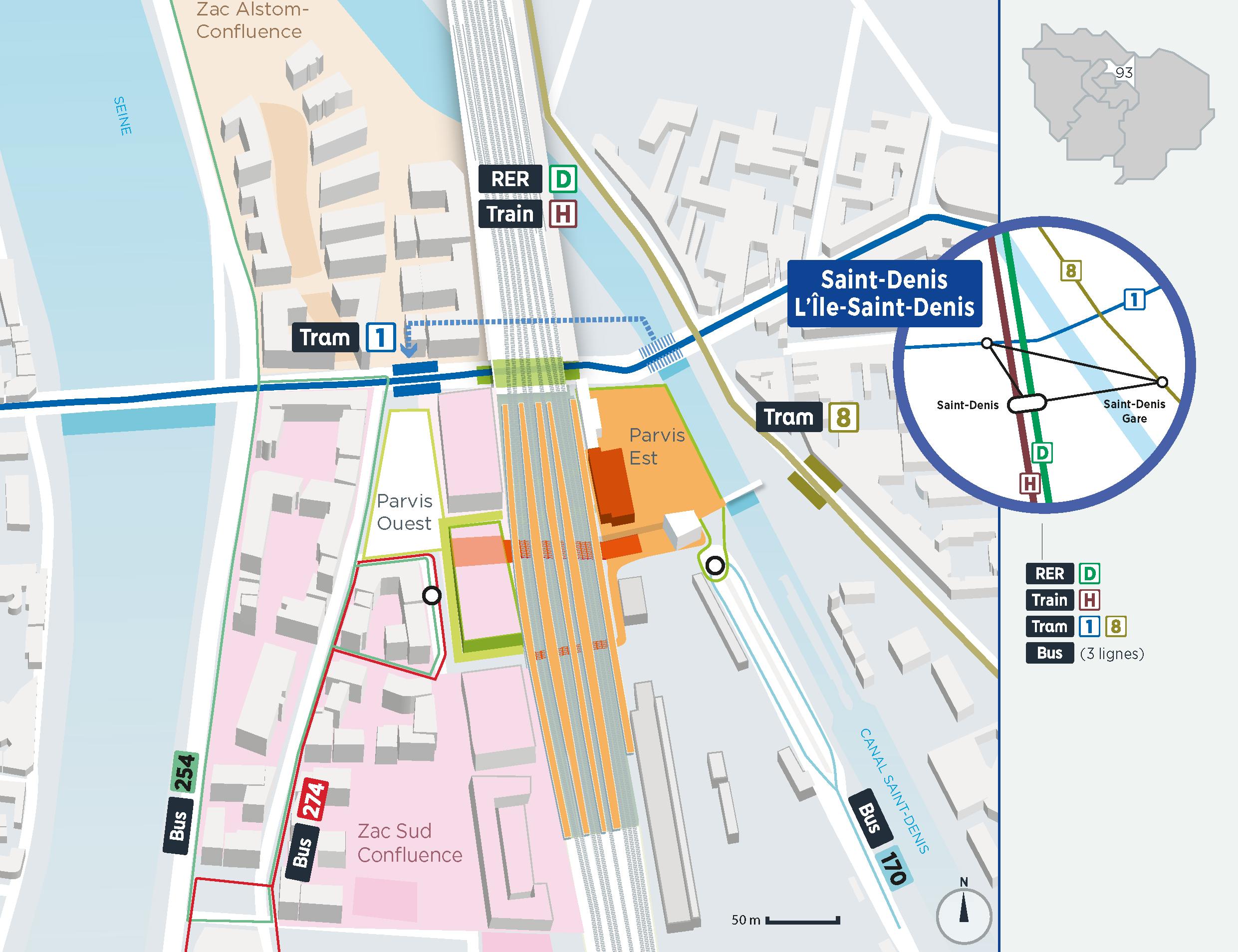 Plan du projet Pôle - Gare Réaménagement Pôle de Saint-Denis