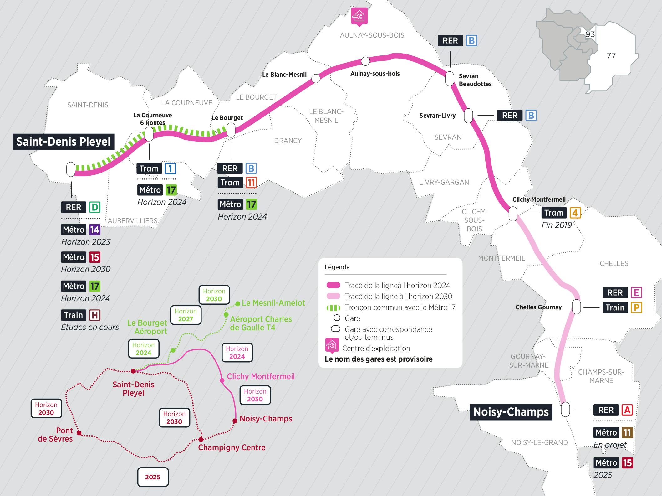 Plan du projet Métro Nouvelle ligne Saint-Denis Pleyel > Noisy-Champs