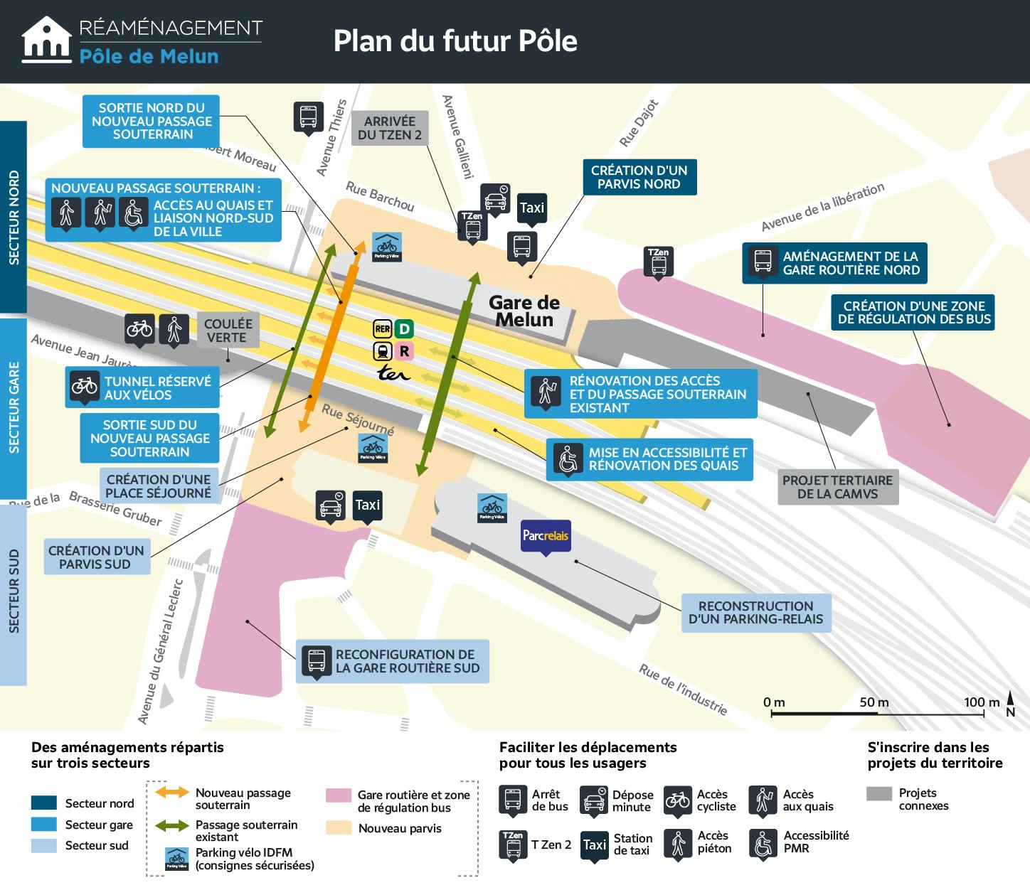 Plan du projet Pôle - Gare Réaménagement Pôle de Melun