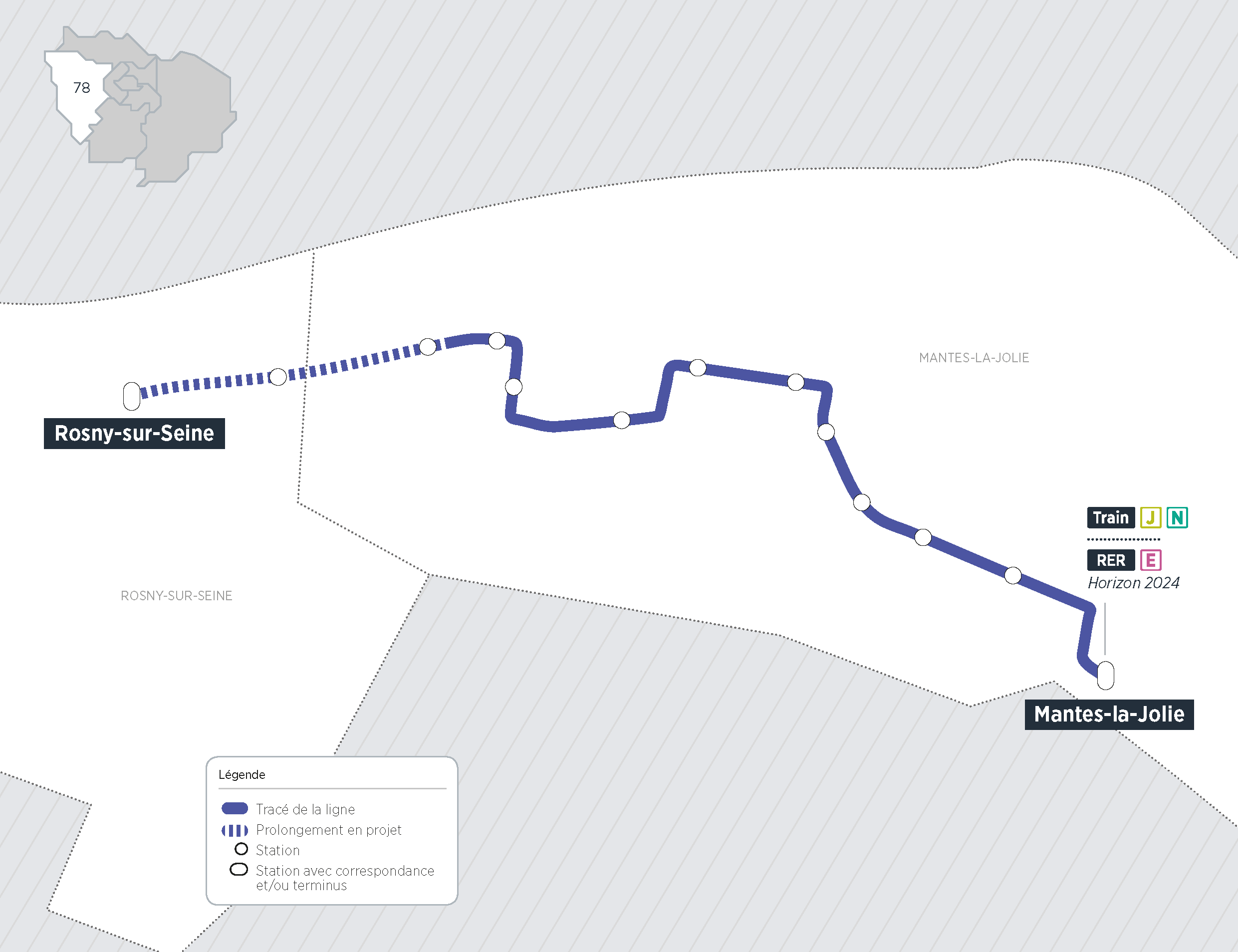 Plan du projet Bus Rosny-sur-Seine > Mantes-la-Jolie