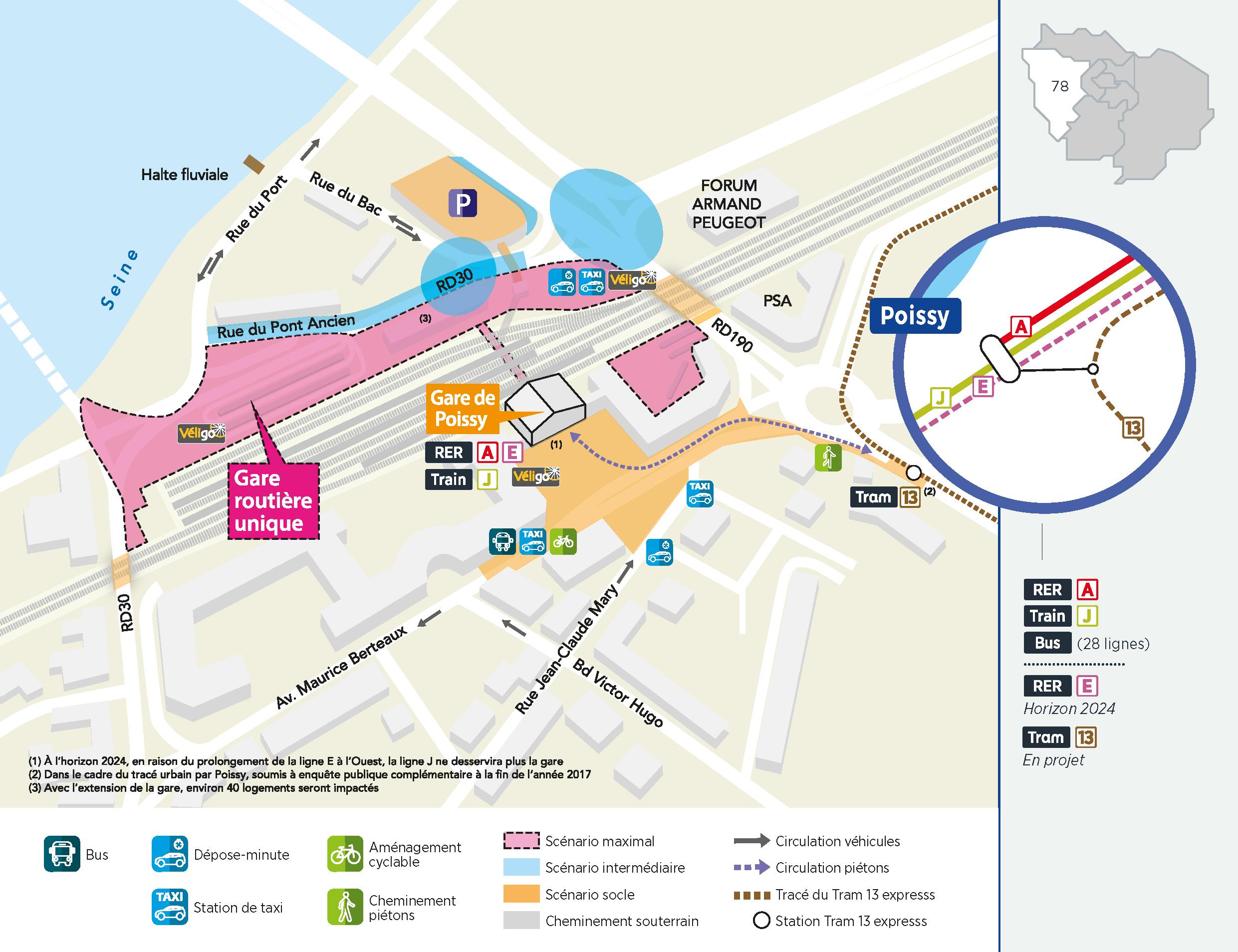 Plan du projet Pôle - Gare Réaménagement Pôle de Poissy