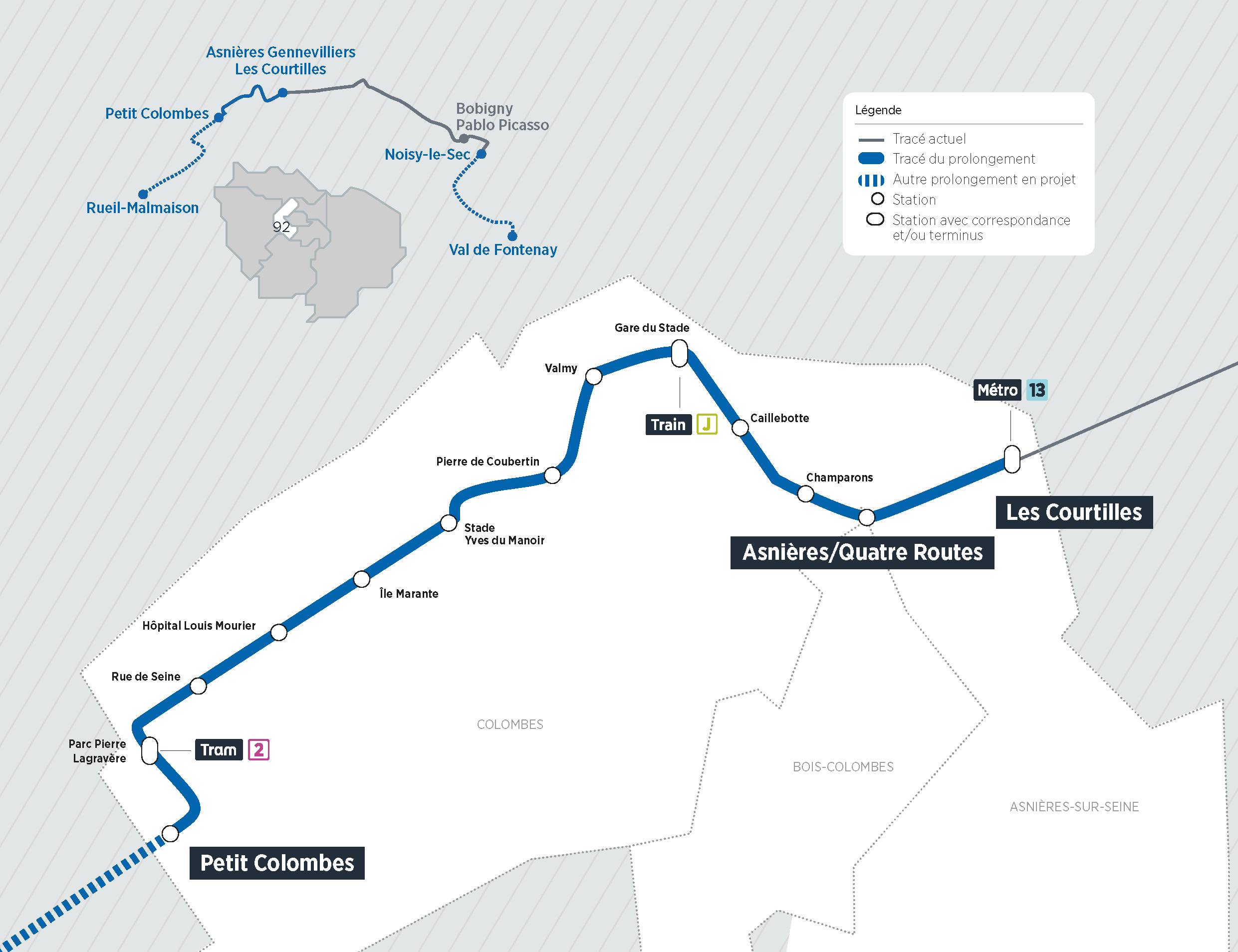 Plan du projet Tram T1 – Extension to Colombes