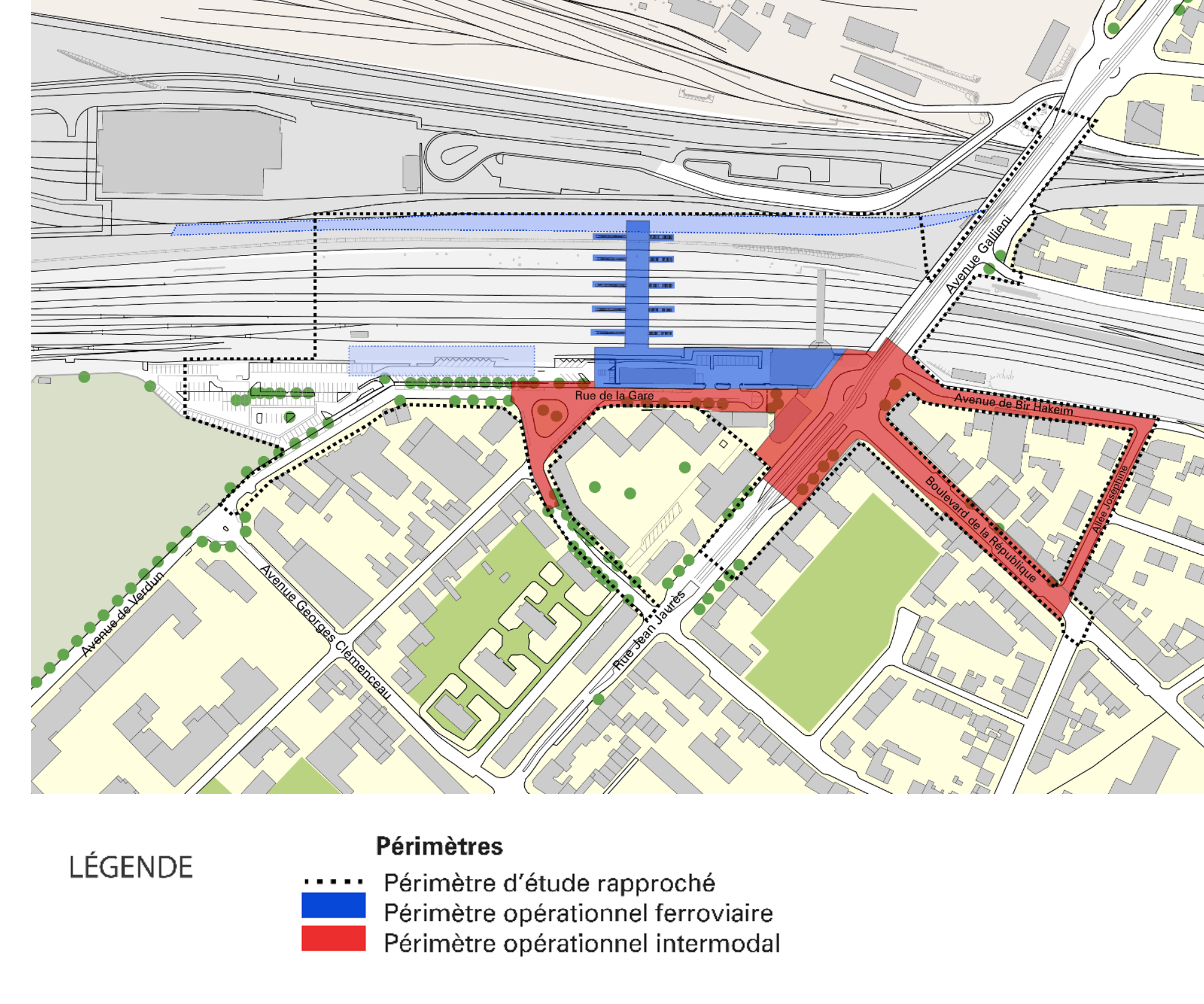  Le périmètre d’étude rapproché et le périmètre opérationnel, ferroviaire et intermodal
