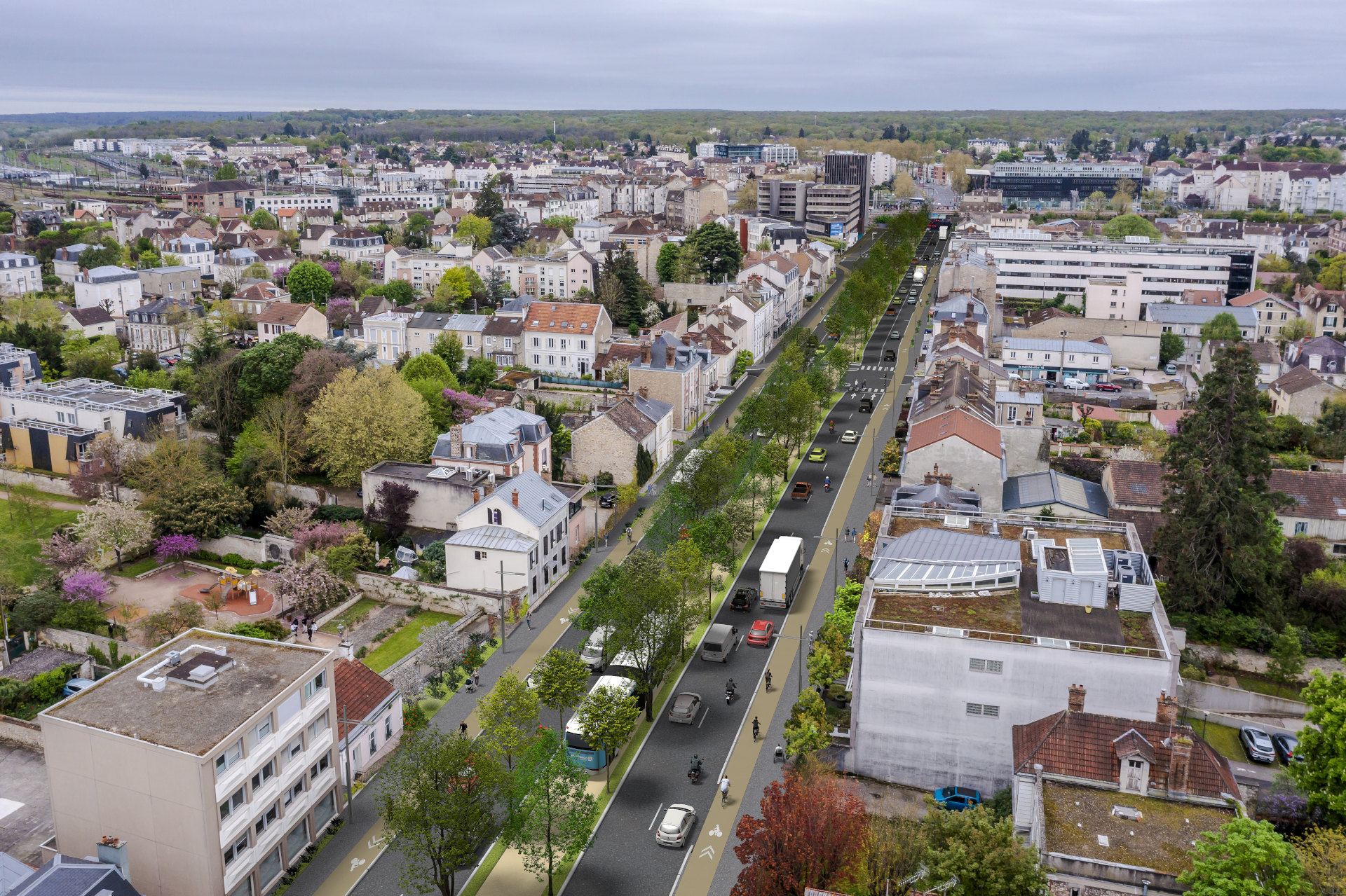 © Parimage - Außervertragliche Entwicklungsabsicht - Perspektive der Entwicklung der Plattform Tzen 2 in der Avenue Thiers in Melun