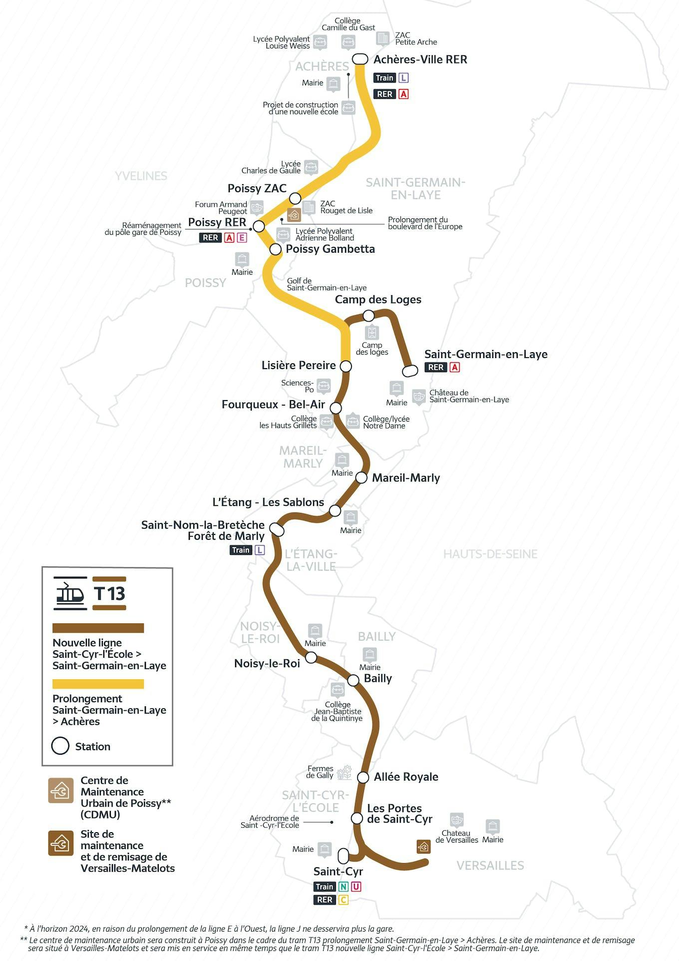Plan du projet Tram Prolongement Saint-Germain > Achères