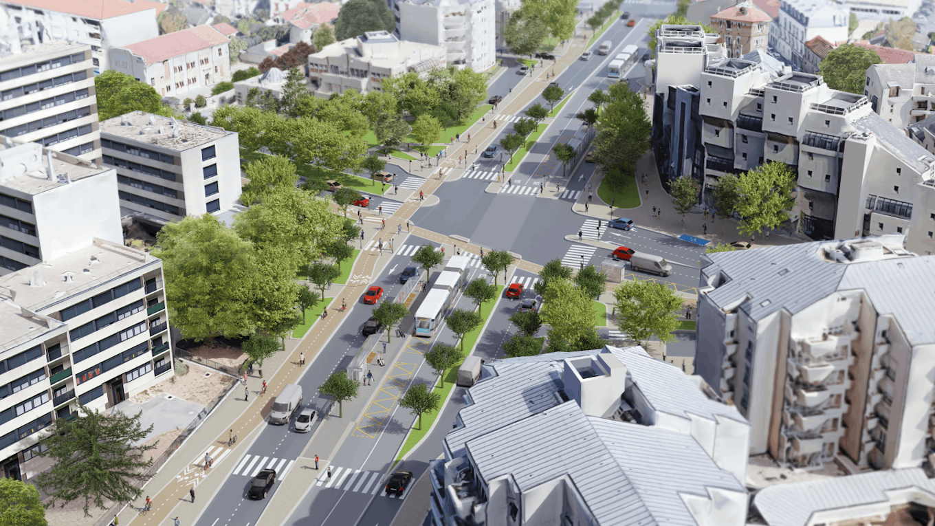 Vue d'intention de la Place de la Résistance à Neuilly-sur-Marne - ©Ile-de-France Mobilités / EGIS