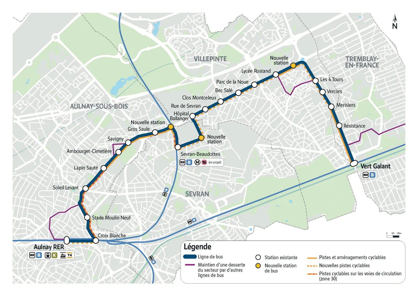 Plan du projet Bus Aménagements dédiés au bus Aulnay > Sevran > Villepinte > Tremblay