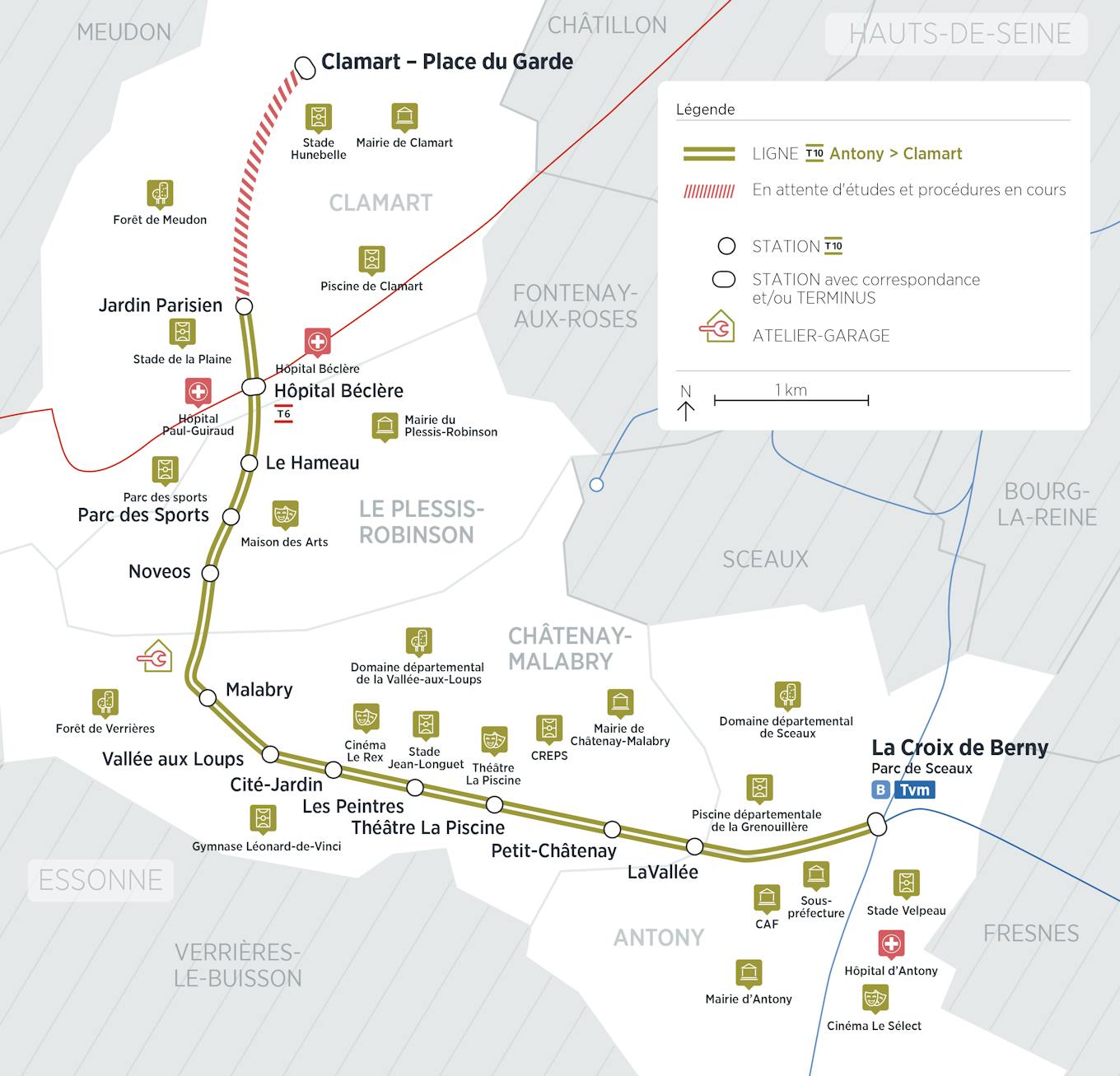 Plan du projet Tram ligne T10 Nouvelle ligne Clamart > Antony