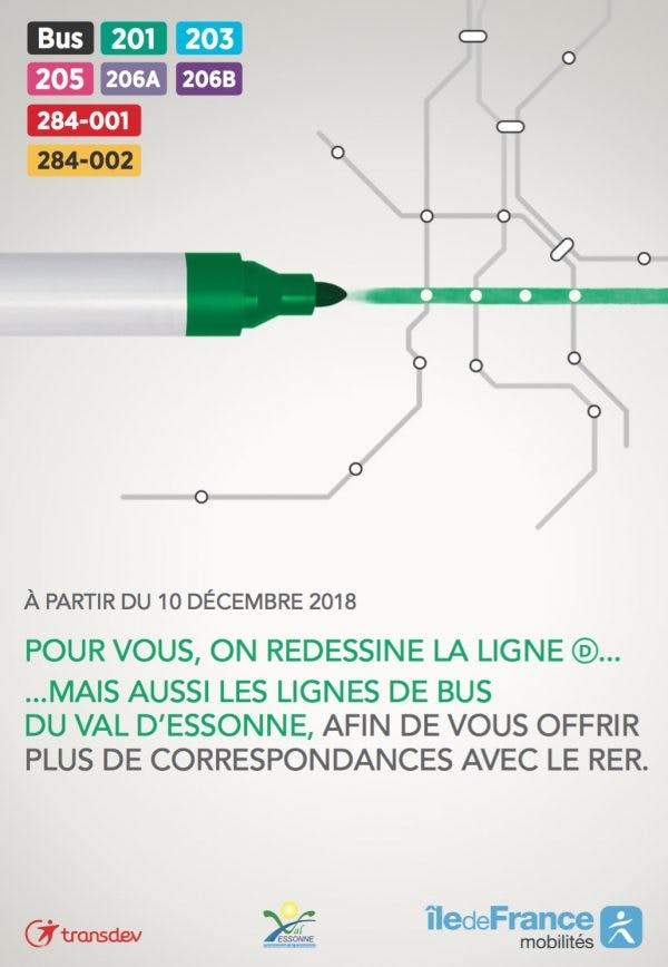 Tracé des lignes de bus du Val d'Esonne