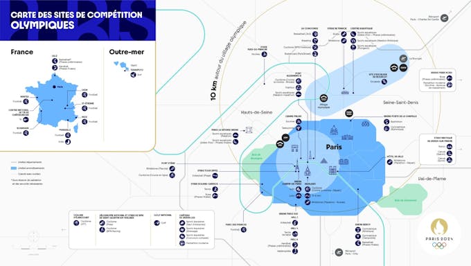 Mapa das instalações olímpicas de Paris 2024 - Paris2024