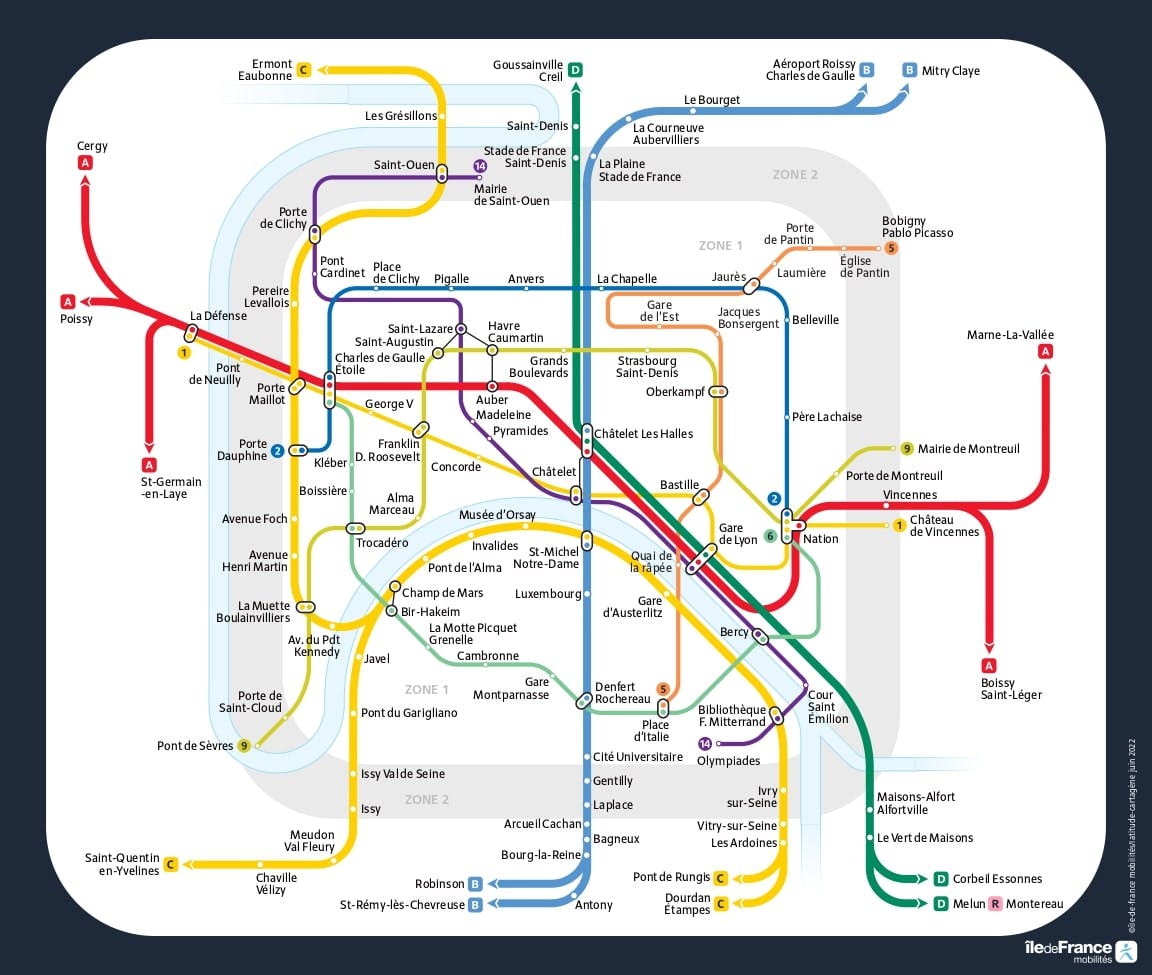 Lignes de métro et RER en service, la nuit du 21 juin 2022