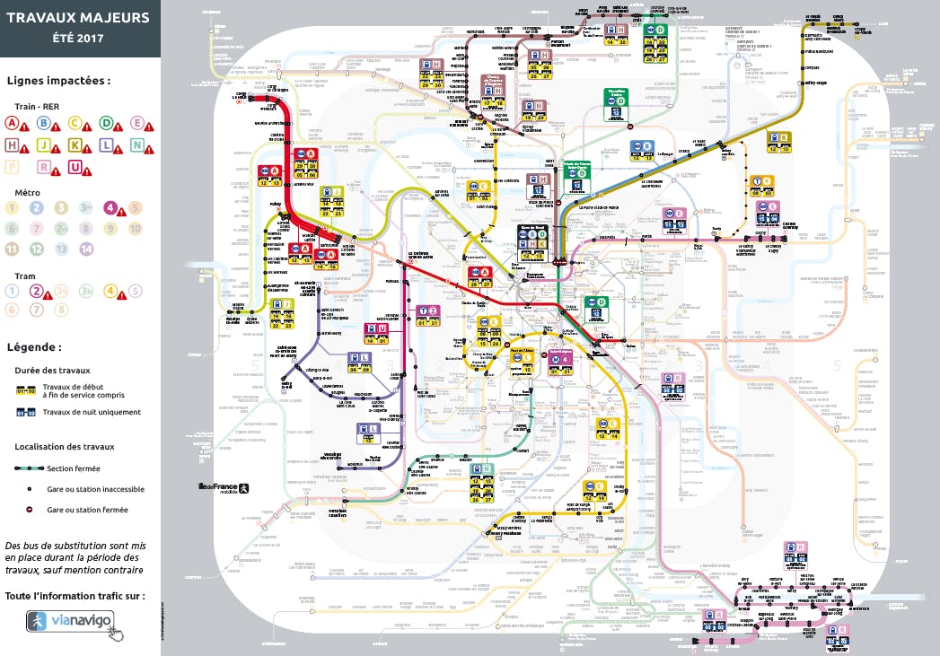 Carte des travaux majeurs réalisés en été 2017