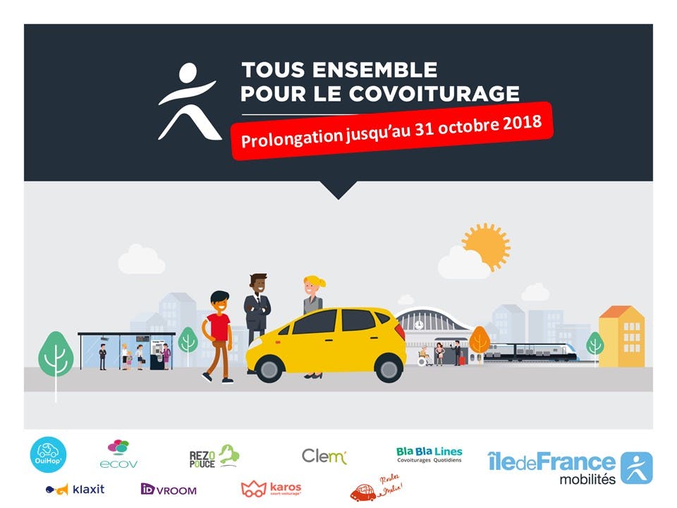 Communication sur le dispositif covoiturage, prolongation jusqu'au 31/10/2018