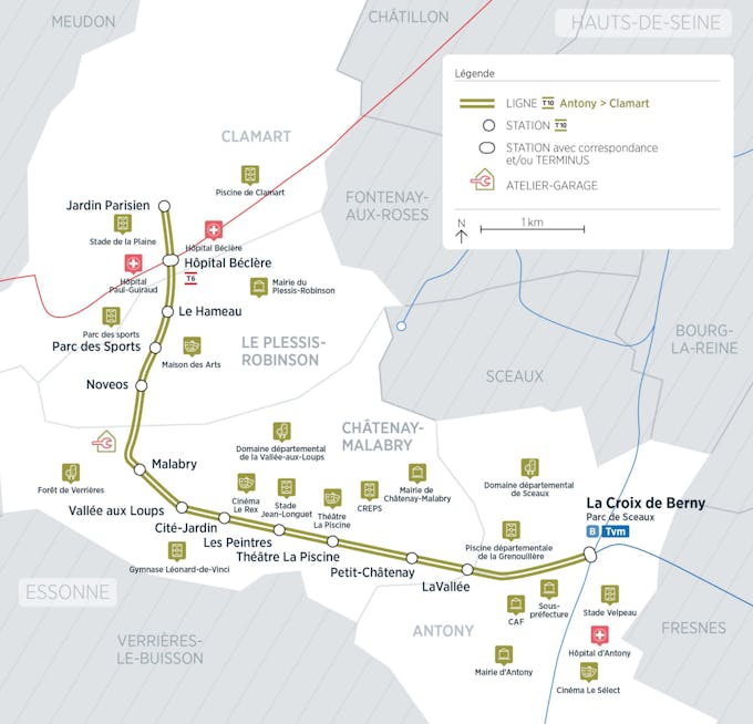 La ligne de tramway T10 et ses 13 arrêts qui relieront Antony à Clamart