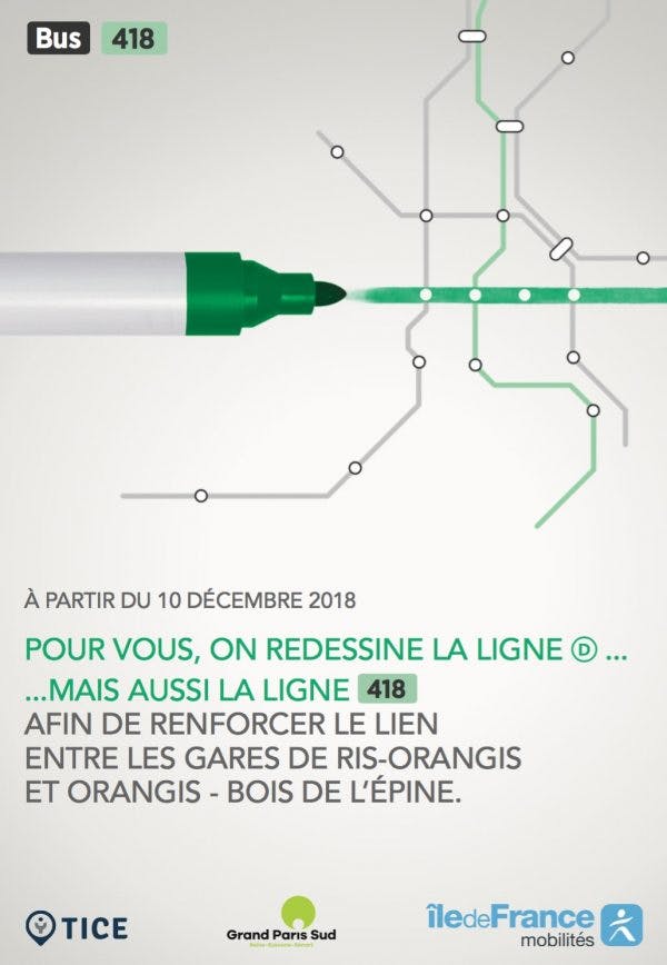 Tracé de la ligne de Bus 418