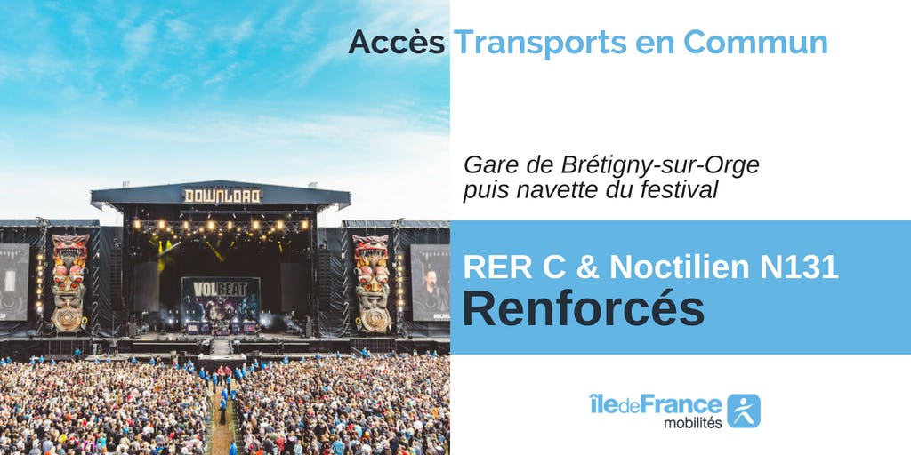 Infographie île-de-France mobilité : Accès aux transports en commun pour le Festival Download
