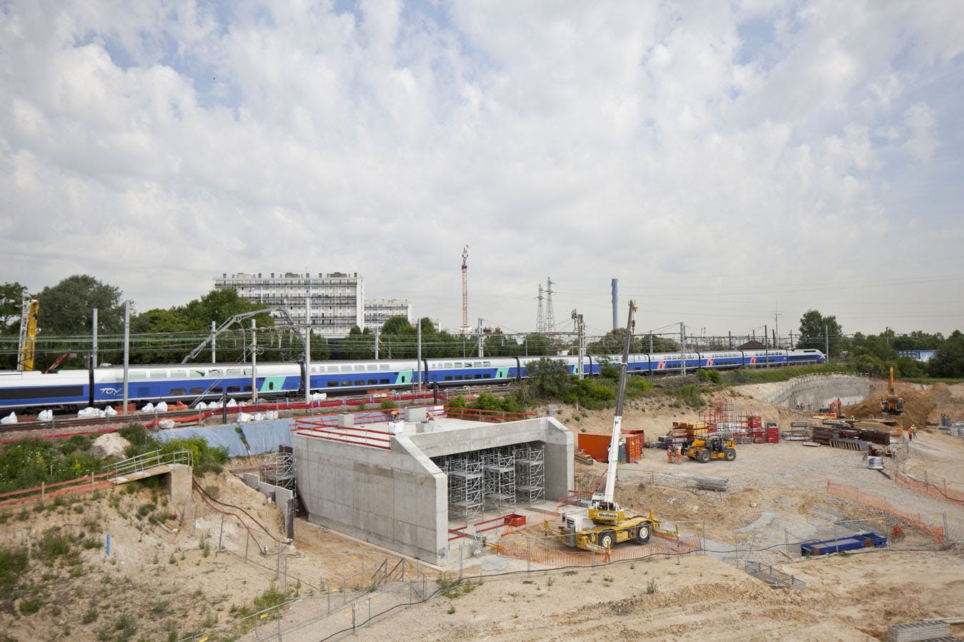 Photo des travaux en cours sur la future ligne Tram 9