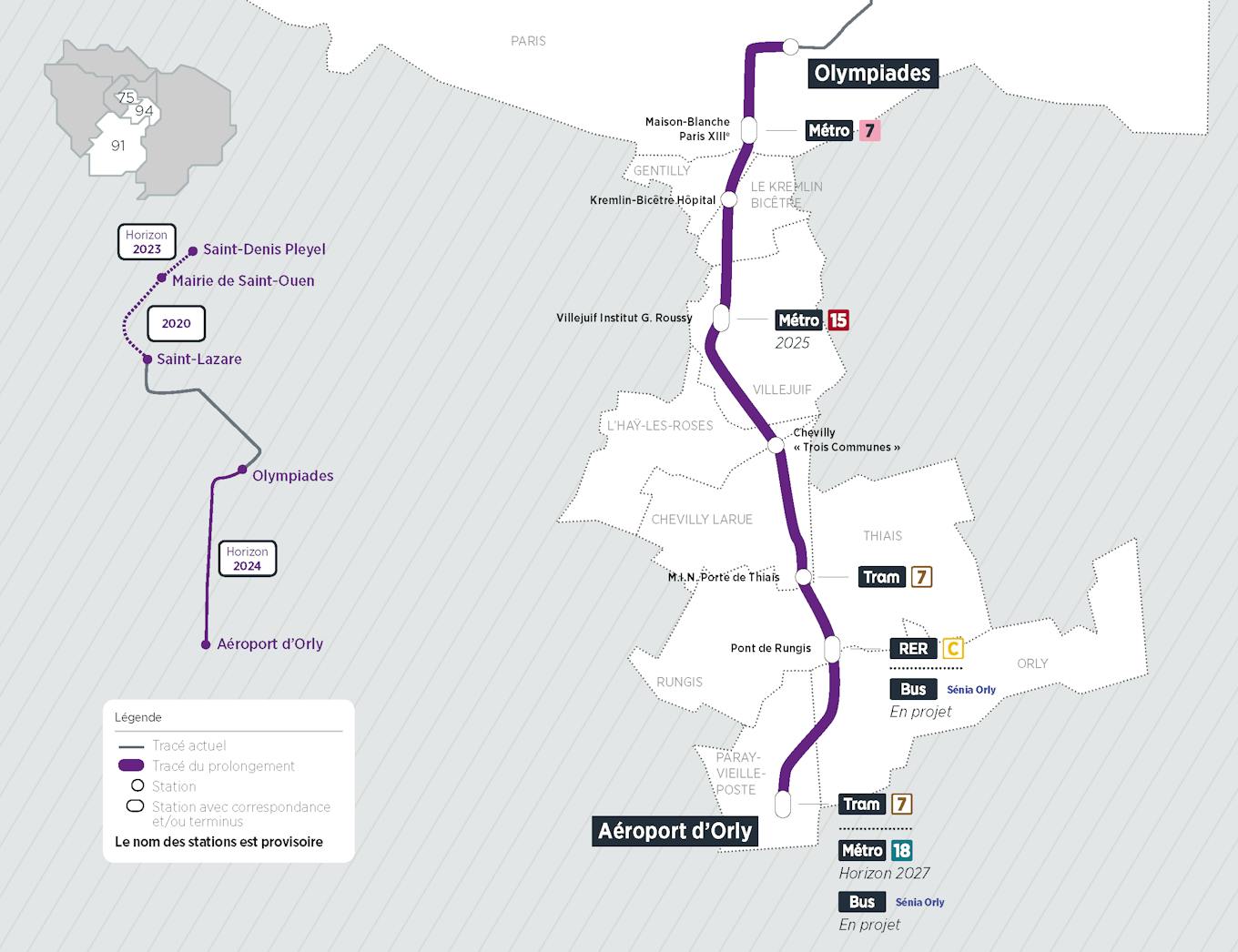 Projet : Nouvelle ligne de métro n°14 Olympiades > Aéroport d'Orly