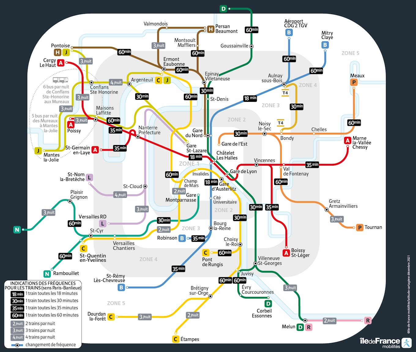 Plan du RER / Trains du nouvel an