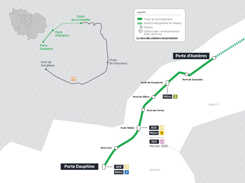 Tracé du projet Tram 3