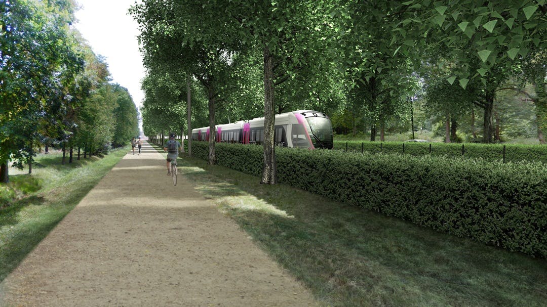 Passage train en espace vert
