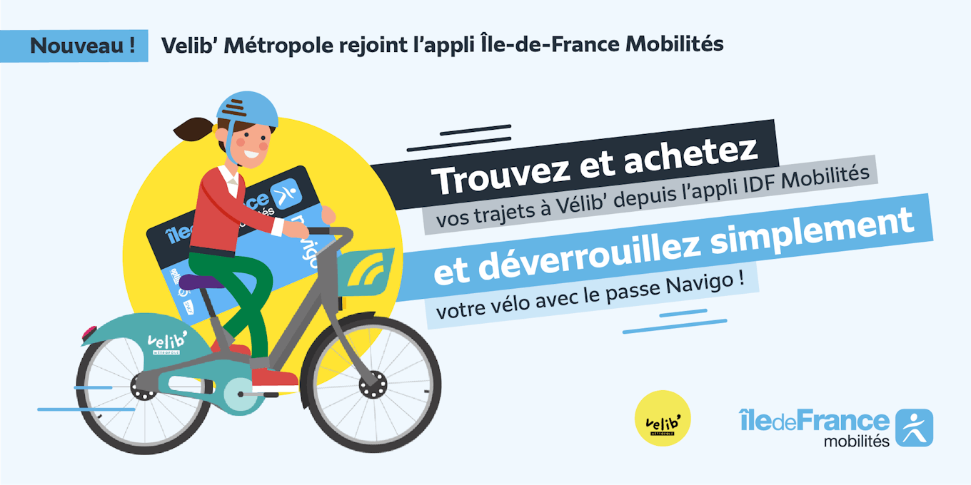 Infographie Velib' Métropole rejoint l'appli Île-de-France Mobilités