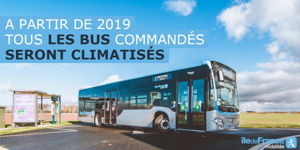 Nouveau bus climatiser à l'arrêt en île-de-France