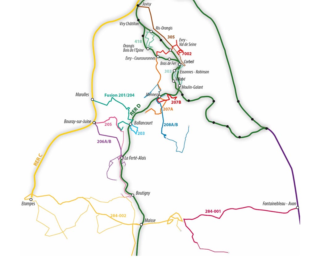 Plan des lignes de bus renforcées au 10 décembre 2018