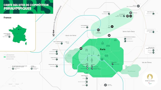 Mapa das instalações paralímpicas de Paris 2024 - Paris2024