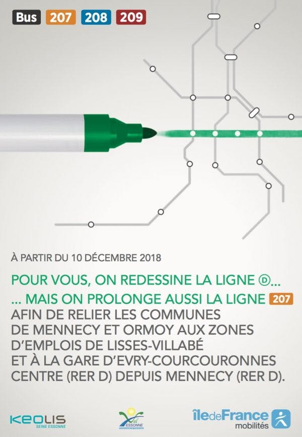 Tracé des lignes de bus du Val d'Esonne